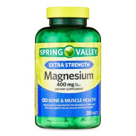 Spring Valley Magnesium Bone & Muscle Health Dietary Supplement Tablets, 400 mg, 250 Count