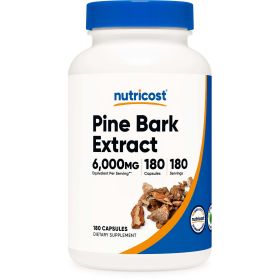 Nutricost Pine Bark Extract 6000mg Equivalent, 180 Capsules - Non-GMO Supplement